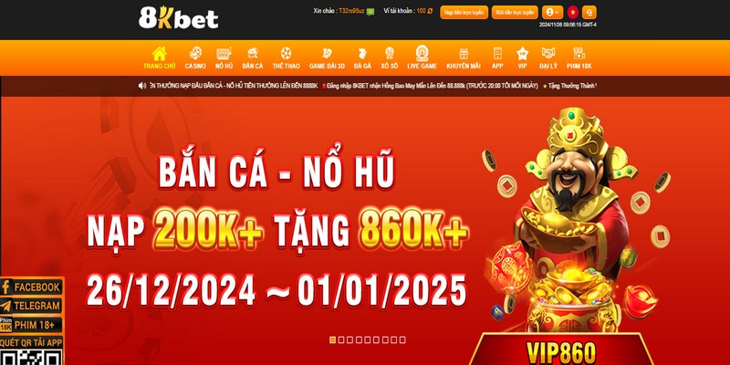 Giải trí cùng kho game phong phú của 8Kbet